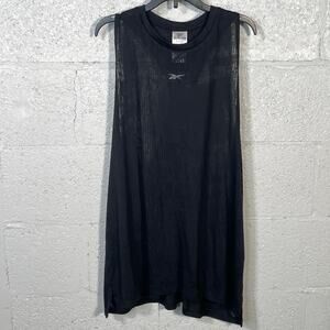 Reebok Plus Size Burnout Tank Top - Black 2X